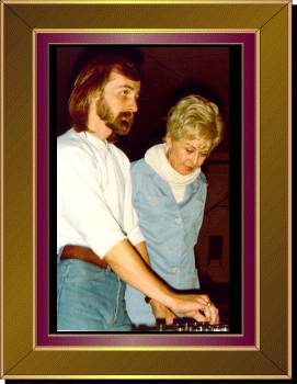 Millie Clements and Bob Frye at the soundboard